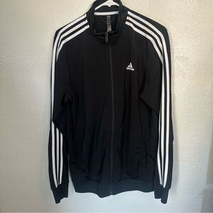 Adidas Men’s Medium Essentials Warm-Up 3 Stripes Black Track Jacket